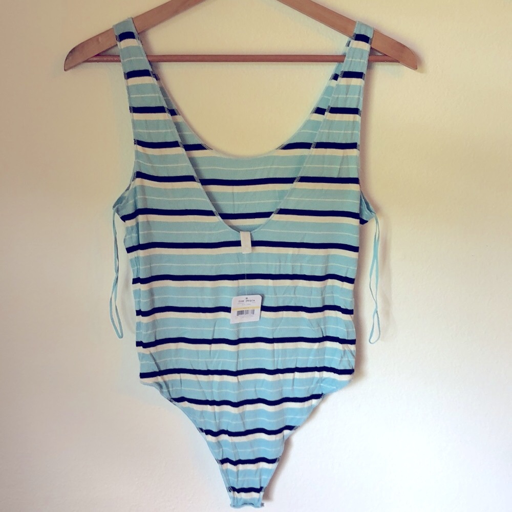 Free People Ride or Die Bodysuit in Blue New